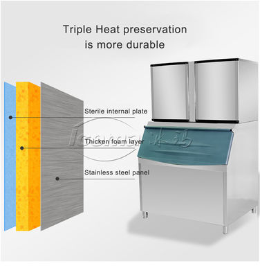 Máy làm đá viên thương mại 1000kg/24H 3000W 1 tấn cho quán cà phê / nhà hàng / khách sạn