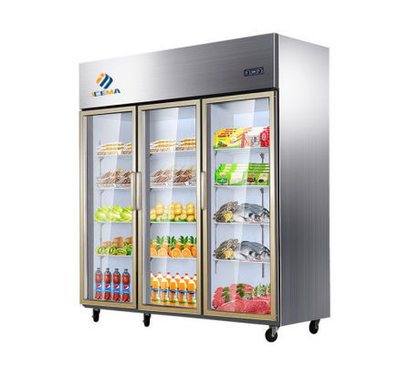 1350L Sáu cửa thủy tinh Thủy sản thịt đông cho nhà hàng Cho nhà hàng