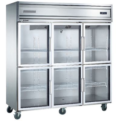 1350L Sáu cửa thủy tinh Thủy sản thịt đông cho nhà hàng Cho nhà hàng