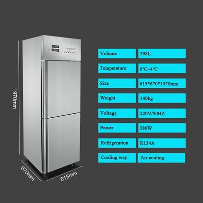 Tủ Lạnh Upright 2 Cửa 0-8 Độ Tủ Lạnh Side By Side Inox 400 Lít Cho Nhà Hàng