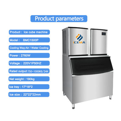 Giá tốt Máy làm đá viên thương mại 1000kg/24H 3000W 1 tấn cho quán cà phê / nhà hàng / khách sạn trực tuyến
