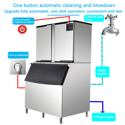Máy làm đá viên trong suốt thương mại 500kg / 24h cho các cửa hàng thực phẩm giải khát Khách sạn Coffee Bar