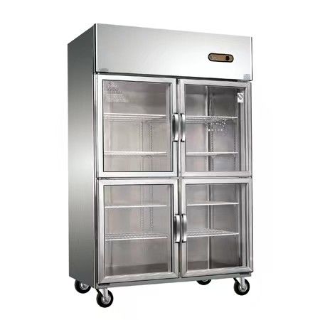 Lưu trữ lạnh chuyên nghiệp bốn cửa thẳng đứng thép không gỉ tủ lạnh thương mại và tủ đông