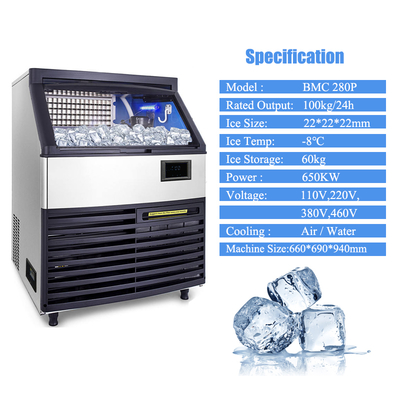 Máy đá thương mại 36kg Lưu trữ tự động 240V 110V 220V